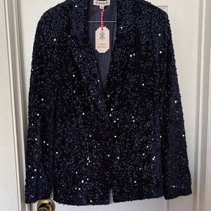 Nanette Lepore Navy Sequin Blazer